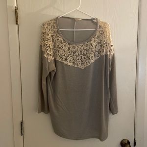 Cream and Gray Sparkle Tunic